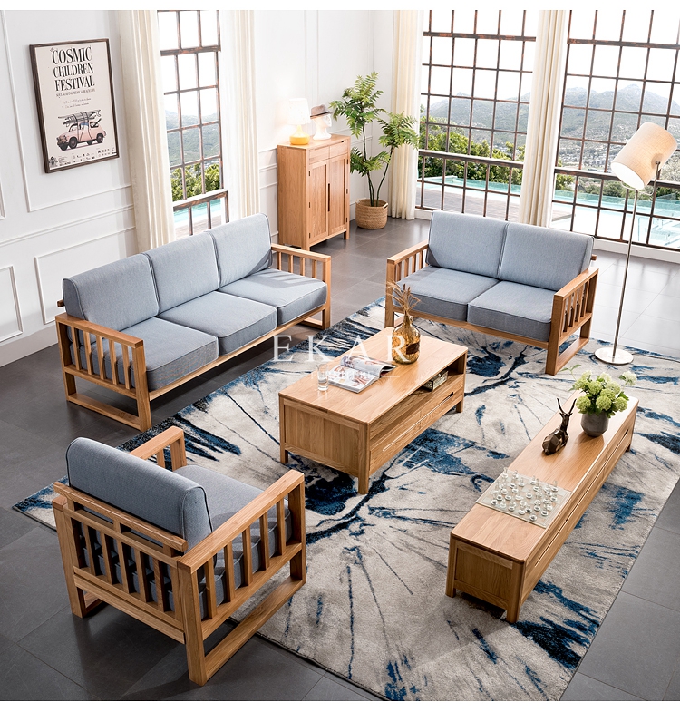 Northern Europe Furniture Solid Wood Frame Sofa Sale Ekar Furniture