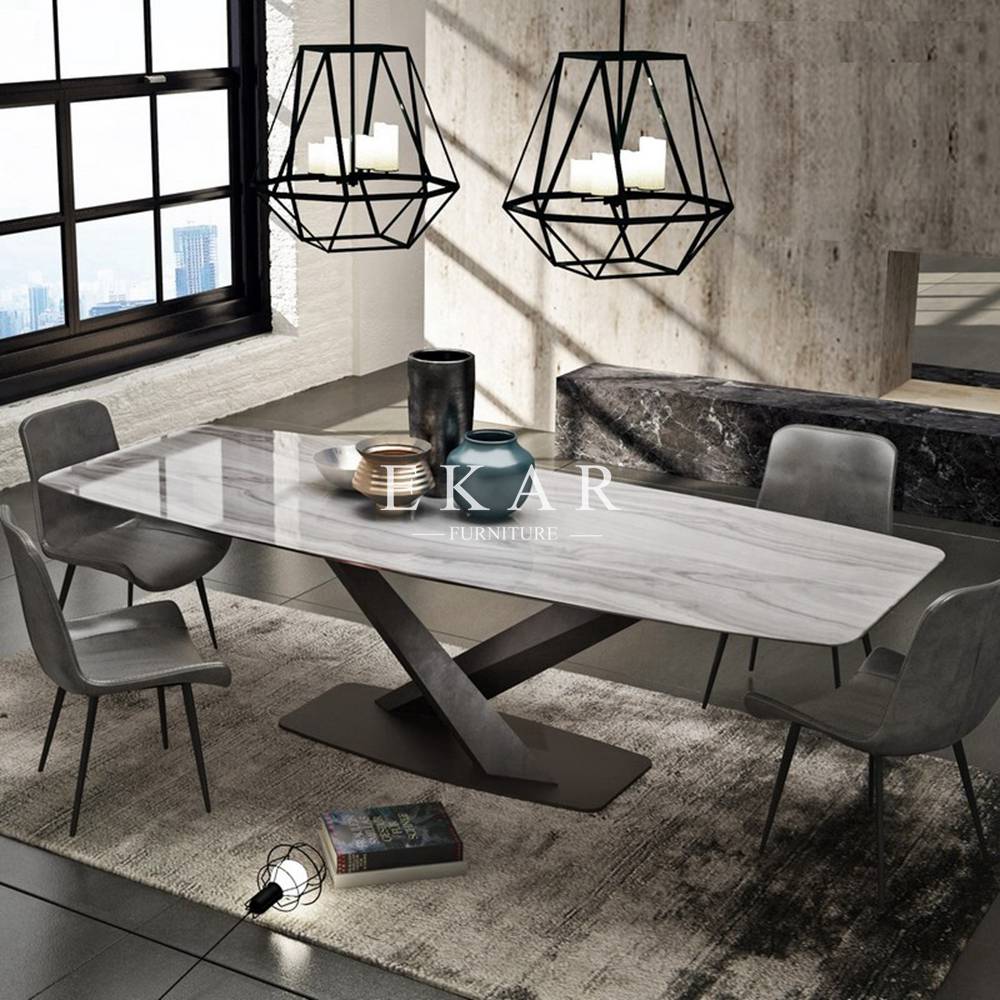 European Style Rectangle Marble Dining Table Ekar Furniture